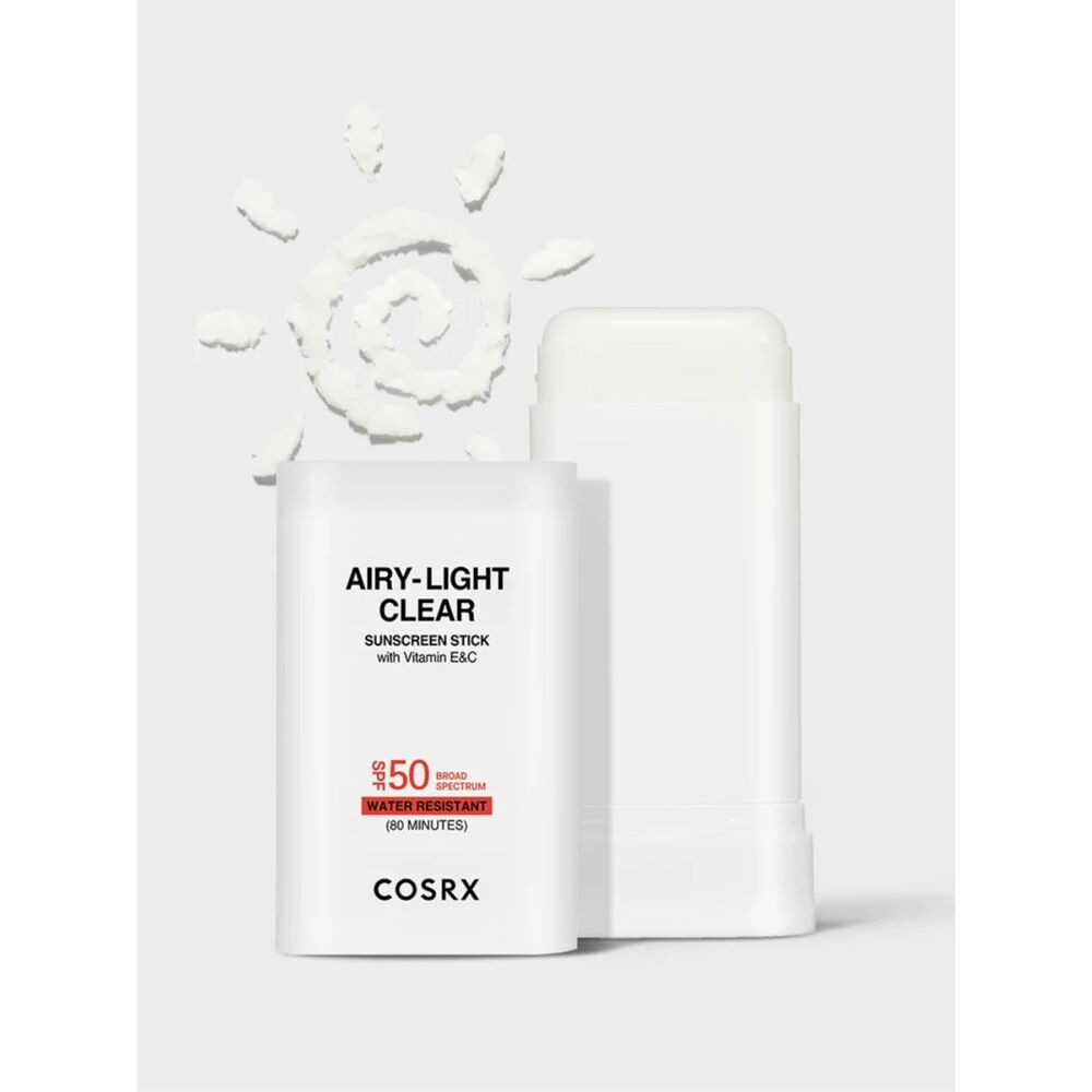 NWT COSRX Airy-Light Clear Sunscreen Stick SPF 50 Vitamin E C water resistant